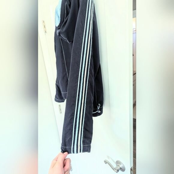 Fuda Womens Jacket Large Navy Blue Microfiber Softshell Coat Windbreaker Stripes - Picture 4 of 6